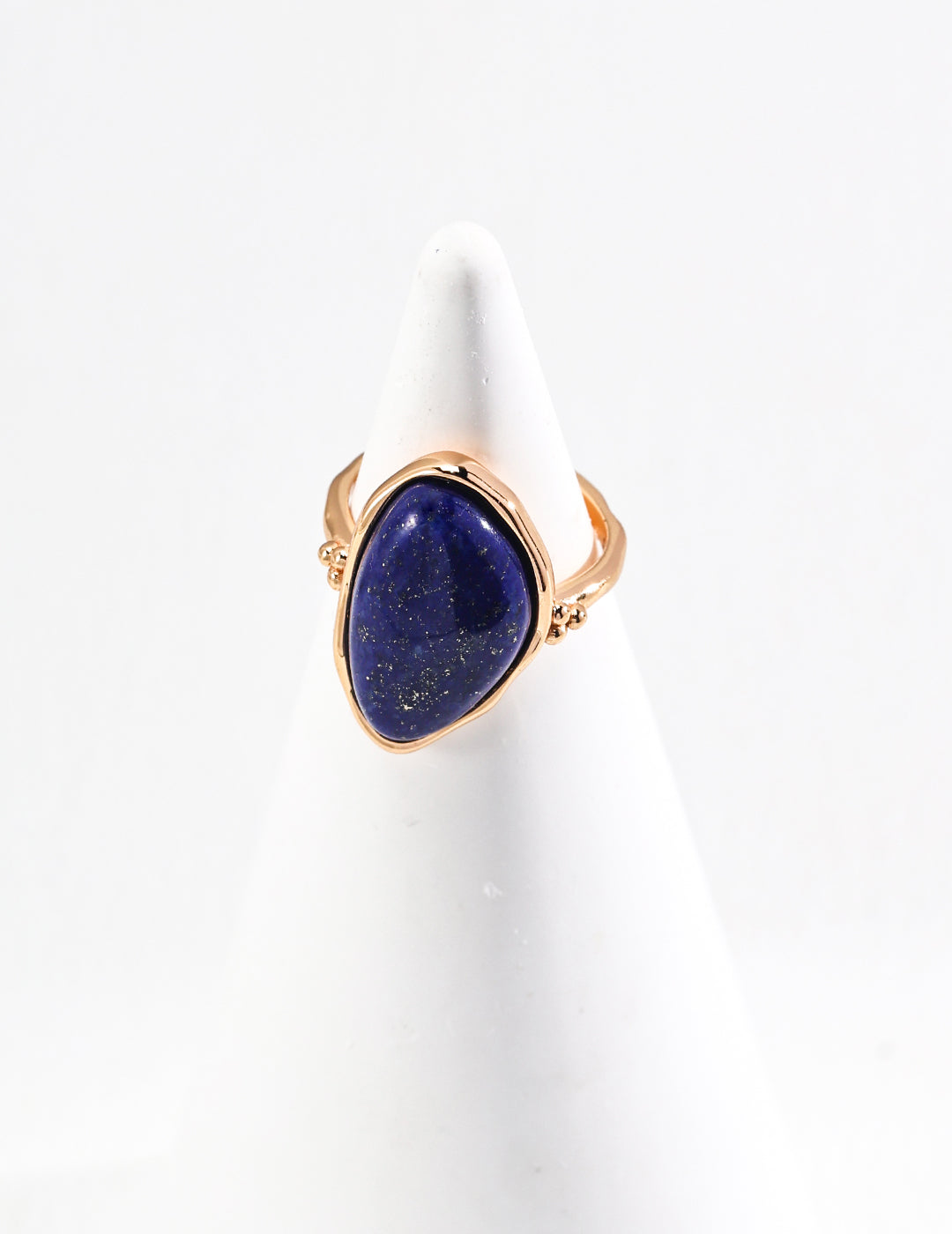 this ring has a drop shape lapis stone, and is adjustable, easy to match with your everyday outfit