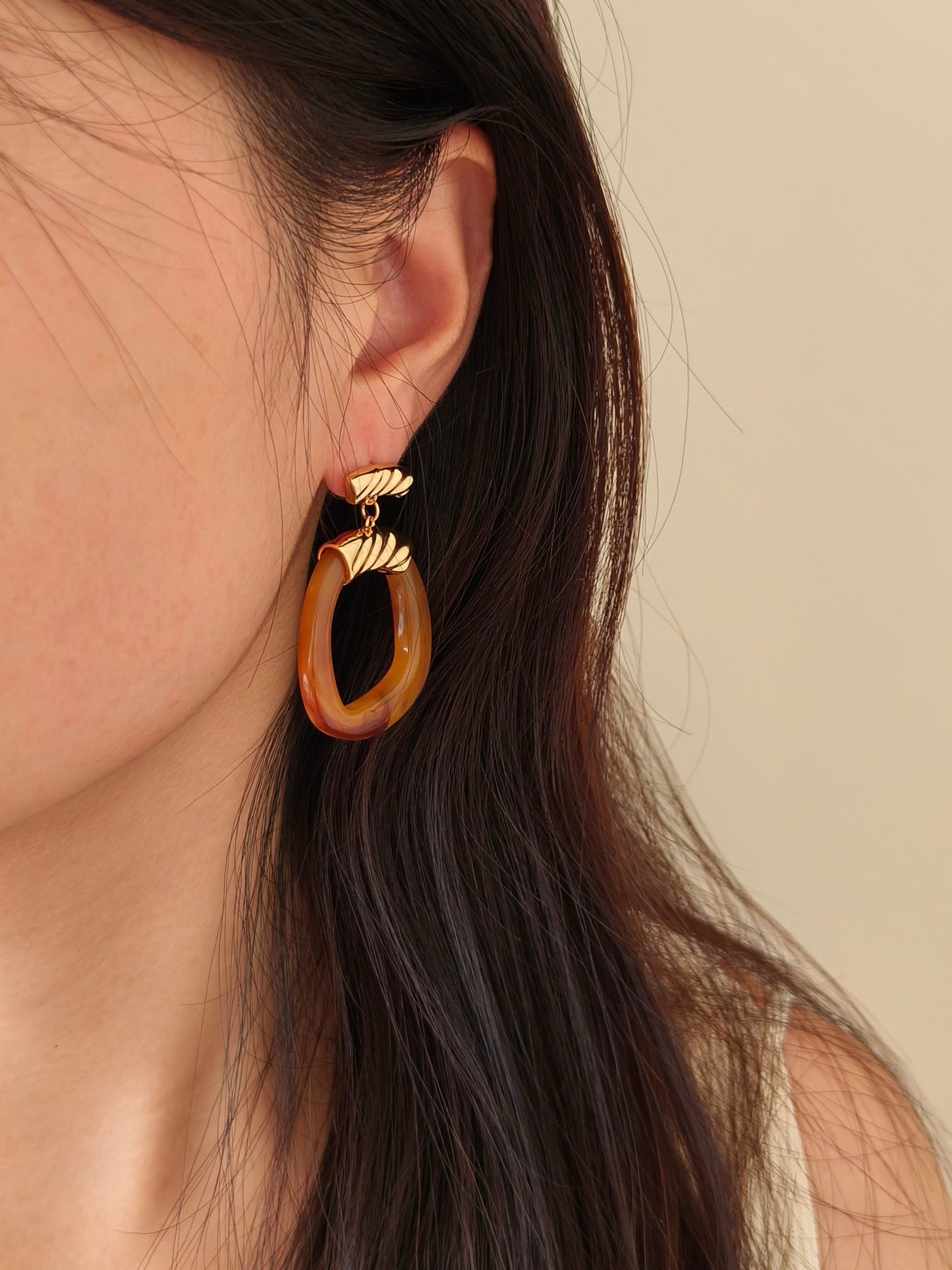 Caramel Irregular Geometrics Drop Earrings