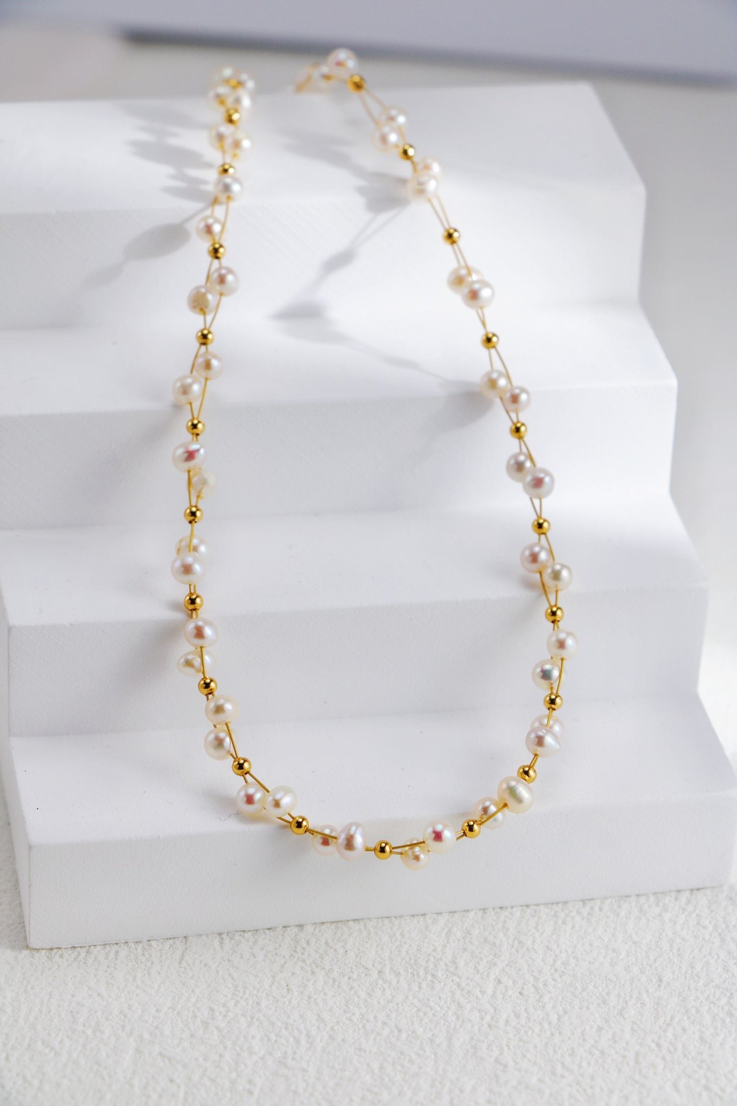 Eve Twisted Natural Pearl Beads Necklace