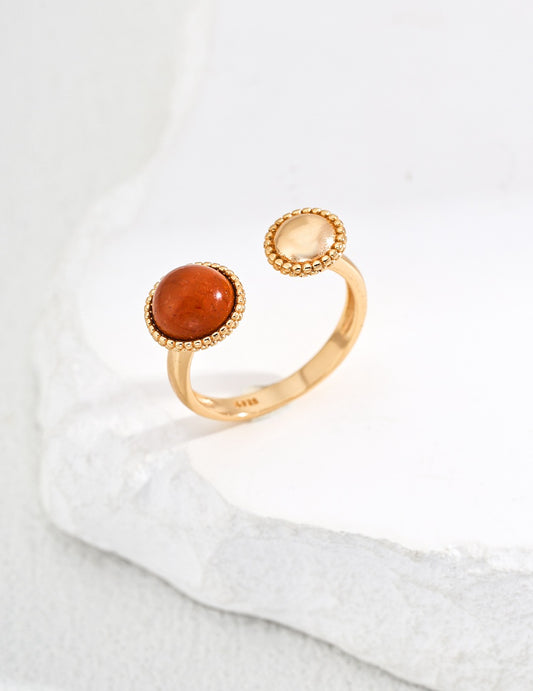 Basic Open Ring Red Stone