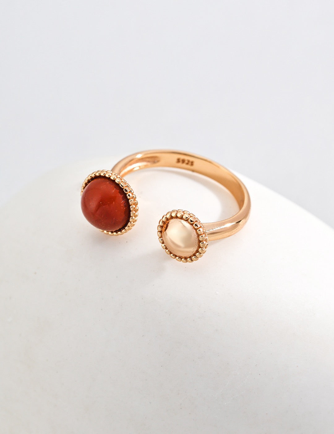 Basic Open Ring Red Stone