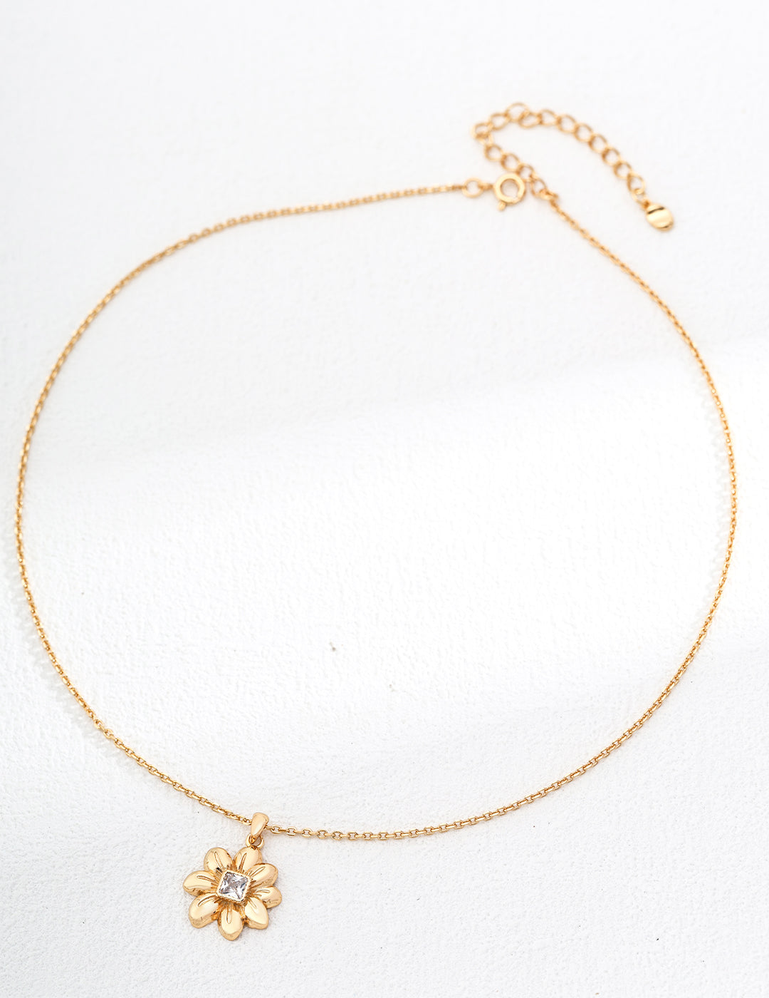 vintage gold flower pendant necklace, minimalist style, perfect for layering