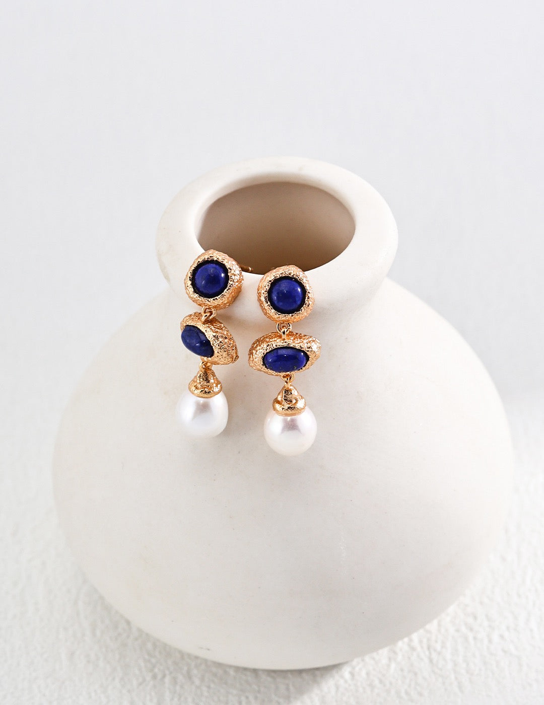 Luna 18K Gold Lapis Dangle Earrings