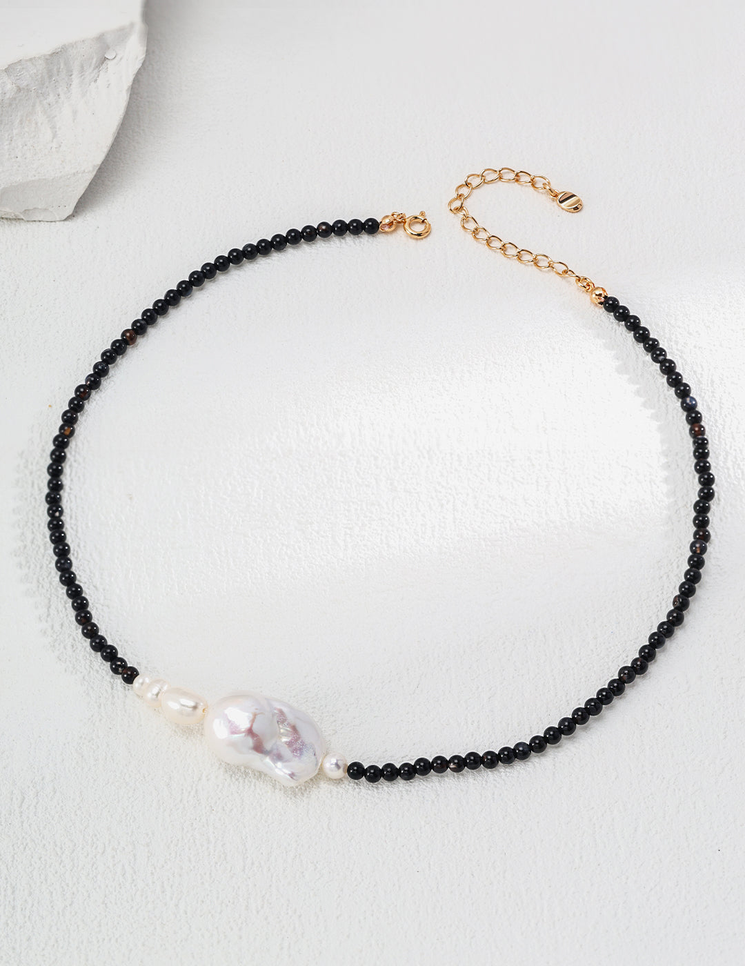 Nina Black Agate Pearl Necklace