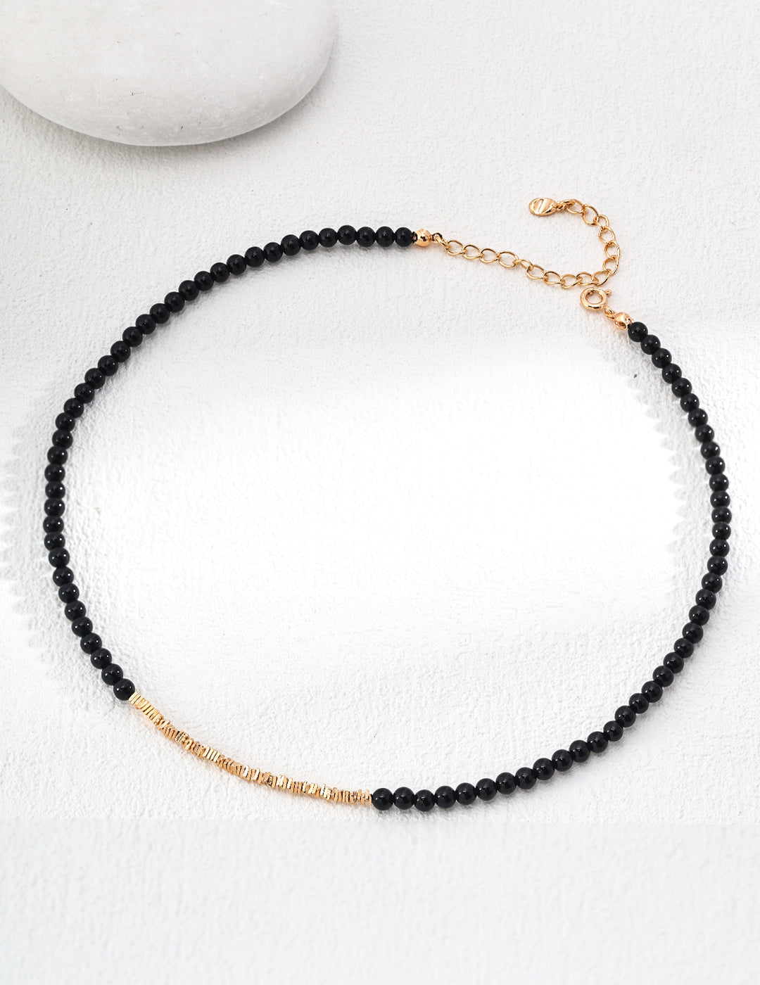 Nina Black Agate Gold Necklace